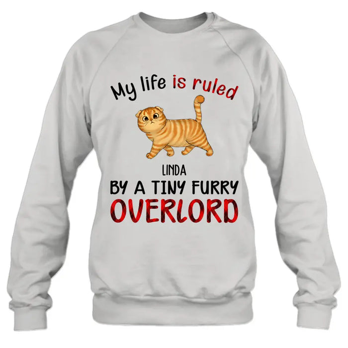 Custom Personalized Pet Shirt/ Hoodie - Upto 4 Dogs - Mother's Day/Father's Day Gift Idea For Dog/Cat Lovers - My Life Is Ruled By A Tiny Furry Overlord