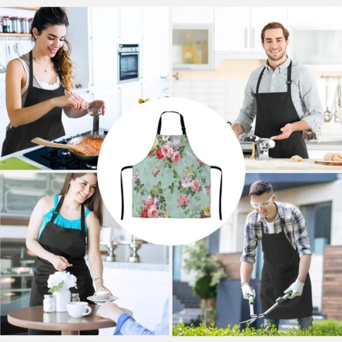 Custom Personalized Cat Mom/ Cat Dad Fashion Home Pocketless Apron - Upto 3 Cats - Gift Idea for Cat Lovers/ Cooking Lover - Never Underestimate An Old Man With Cats And Cooking Skills