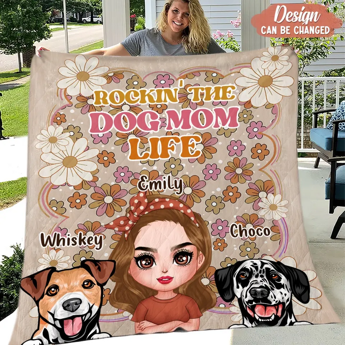 Custom Personalized Dog Mom Fleece Throw/ Quilt Blanket - Gift Idea For Dog Lovers/ Mother's Day - Upto 6 Dogs - Best Dog Mom Ever