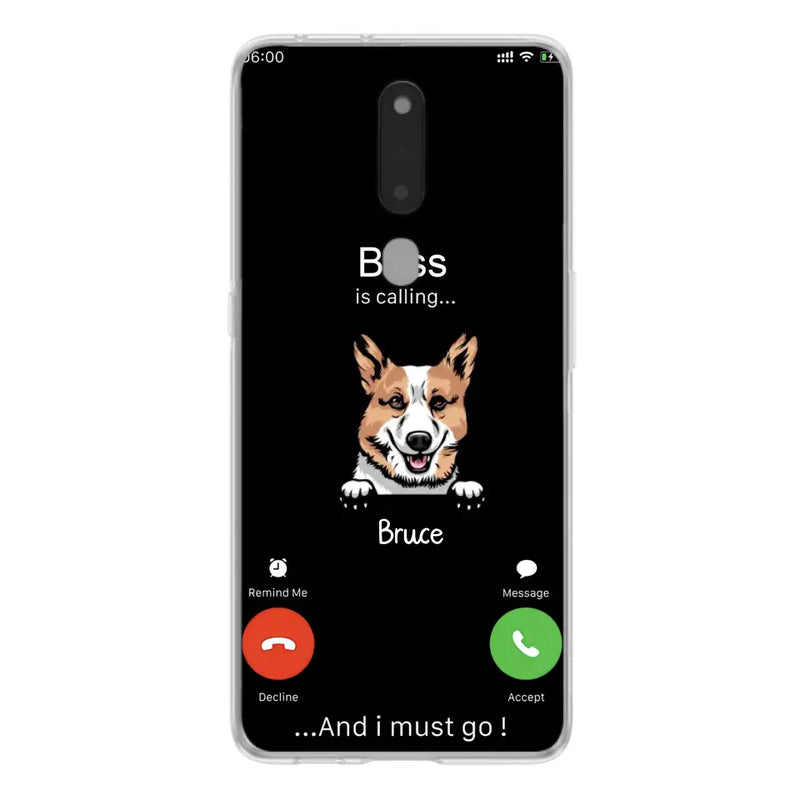 Personalized Dog Phone Case - Gift Idea For Dog Lover/Mother's Day/Father's Day - Up to 5 Dogs - Boss Is Calling And I Must Go - Case For Oppo/Xiaomi/Huawei