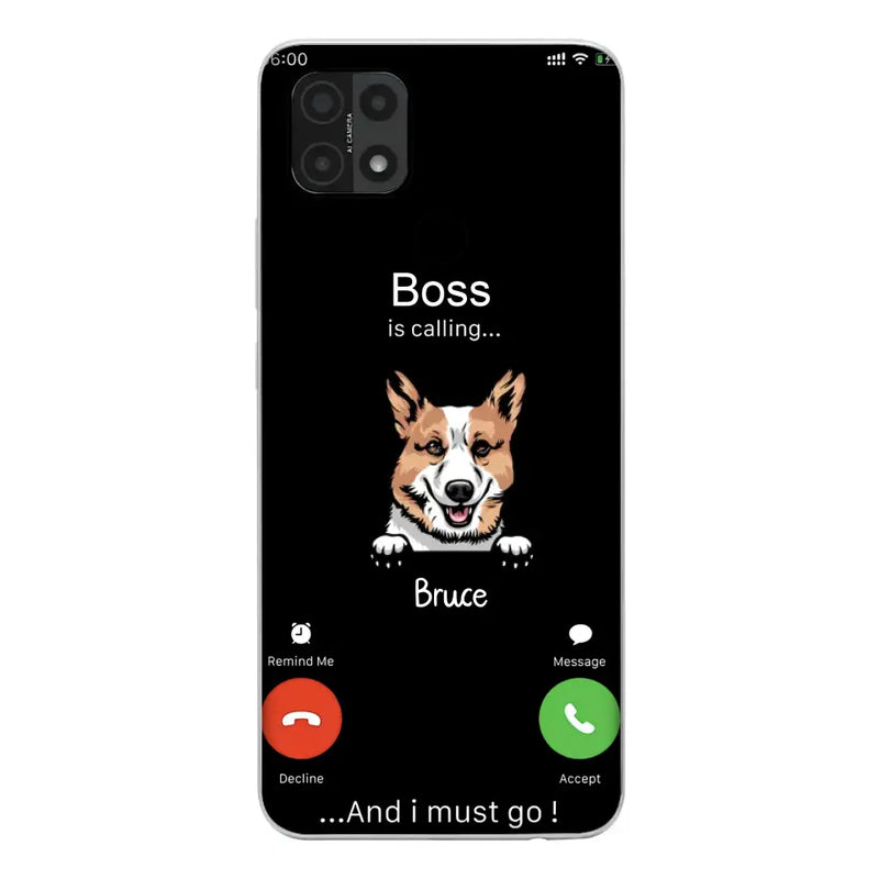 Personalized Dog Phone Case - Gift Idea For Dog Lover/Mother's Day/Father's Day - Up to 5 Dogs - Boss Is Calling And I Must Go - Case For Oppo/Xiaomi/Huawei