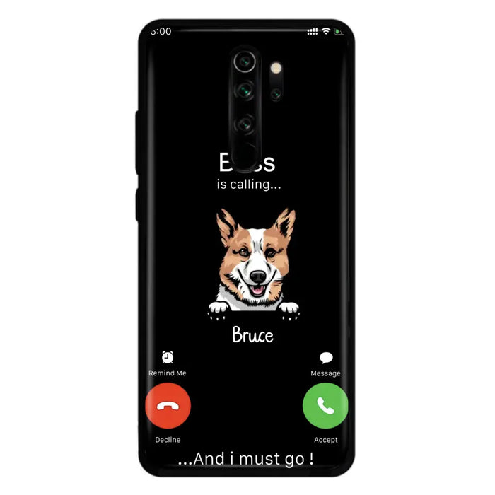 Custom Personalized Dog Phone Case - Gift Idea For Dog Lover/Mother's Day/Father's Day - Upto 5 Dogs - Boss Is Calling And I Must Go - Case For Oppo/Xiaomi/Huawei