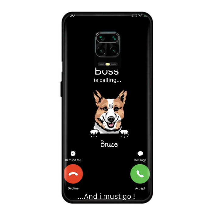 Custom Personalized Dog Phone Case - Gift Idea For Dog Lover/Mother's Day/Father's Day - Upto 5 Dogs - Boss Is Calling And I Must Go - Case For Oppo/Xiaomi/Huawei