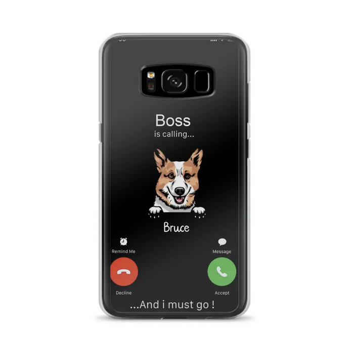 Custom Personalized Dog Phone Case - Gift Idea For Dog Lover/Mother's Day/Father's Day - Upto 5 Dogs - Boss Is Calling And I Must Go - Case For iPhone/Samsung