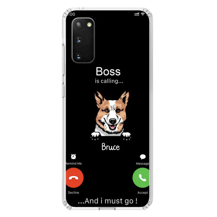 Custom Personalized Dog Phone Case - Gift Idea For Dog Lover/Mother's Day/Father's Day - Upto 5 Dogs - Boss Is Calling And I Must Go - Case For iPhone/Samsung