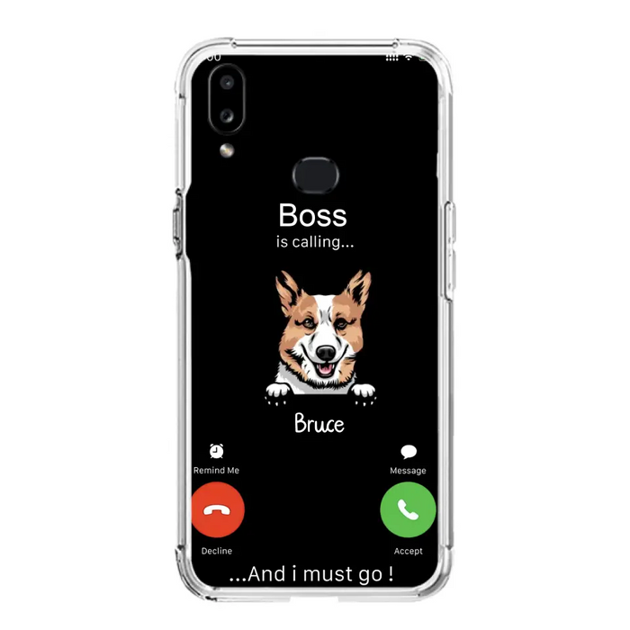 Custom Personalized Dog Phone Case - Gift Idea For Dog Lover/Mother's Day/Father's Day - Upto 5 Dogs - Boss Is Calling And I Must Go - Case For iPhone/Samsung