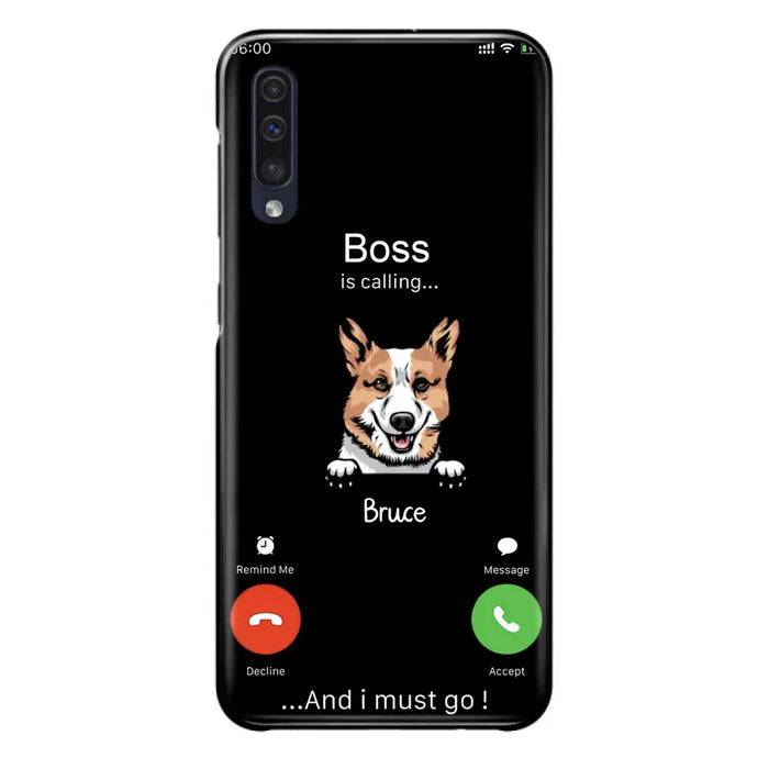 Custom Personalized Dog Phone Case - Gift Idea For Dog Lover/Mother's Day/Father's Day - Upto 5 Dogs - Boss Is Calling And I Must Go - Case For iPhone/Samsung