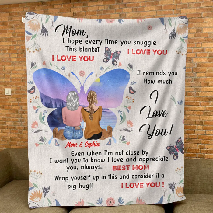 Custom Personalized Mother And Daughter Fleece Throw/Quilt Blanket - Mother's Day Gift Idea For Mom - I Love You