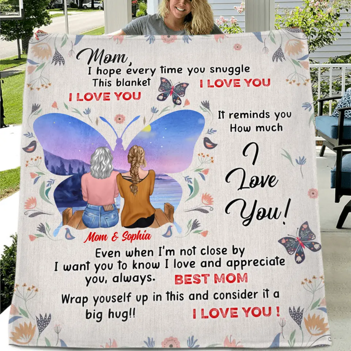 Custom Personalized Mother And Daughter Fleece Throw/Quilt Blanket - Mother's Day Gift Idea For Mom - I Love You