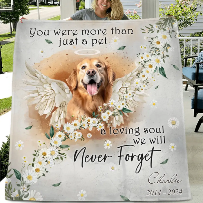 Custom Personalized Memorial Pet Photo Fleece Throw/Quilt Blanket - Memorial Gift Idea for Dog/Cat Owners - You Were More Than Just A Pet A Loving Soul We Will Never Forget