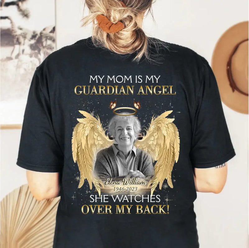 Personalized Memorial Mom/Dad T-shirt/Hoodie - Upload Photo - Memorial Gift Idea For Family Member - My Mom Is My Guardian Angel