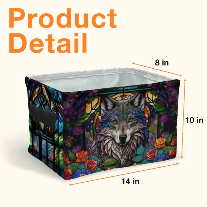 Custom Personalized Wolf Stash Box With Northern Lights Design - Storage Box - Keepsake Gift Box - Totem Spirit Animal