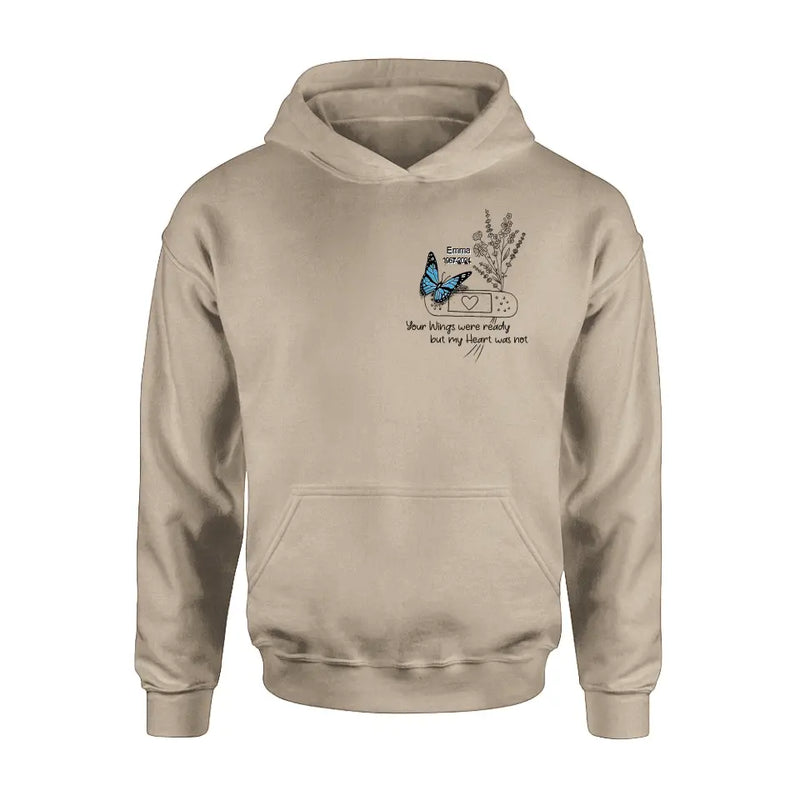 Personalized Memorial Flower Shirt/Hoodie - Memorial Gift Idea For Mother's Day/Father's Day - Your Wings Were Ready But My Heart Was Not