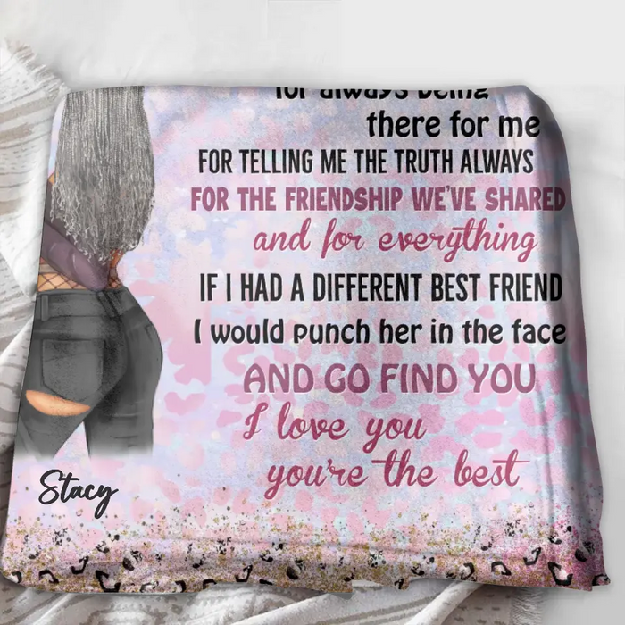 Custom Personalized Besties Quilt/Fleece Throw Blanket - Gift Idea For Best Friends - Thank You For Putting Up With Me