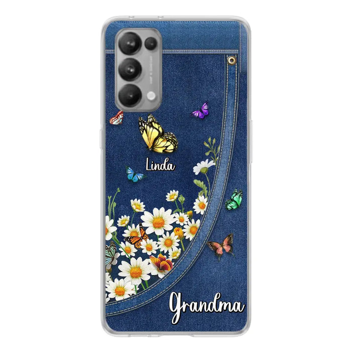 Custom Personalized Daisy And Butterfly Grandma Phone Case - Gift Idea For Grandma - Upto 10 Kids - Case For Oppo/Xiaomi/Huawei