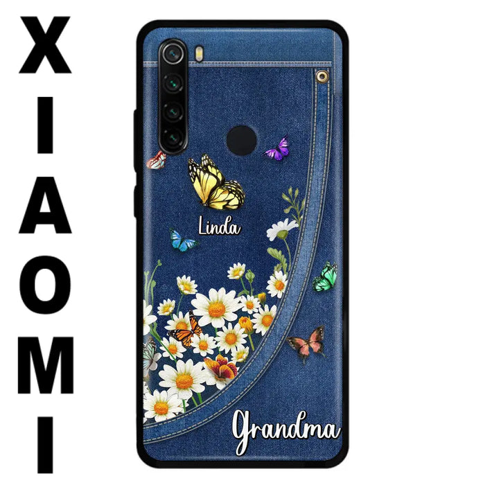 Custom Personalized Daisy And Butterfly Grandma Phone Case - Gift Idea For Grandma - Upto 10 Kids - Case For Oppo/Xiaomi/Huawei