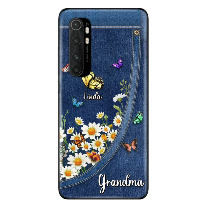 Custom Personalized Daisy And Butterfly Grandma Phone Case - Gift Idea For Grandma - Upto 10 Kids - Case For Oppo/Xiaomi/Huawei