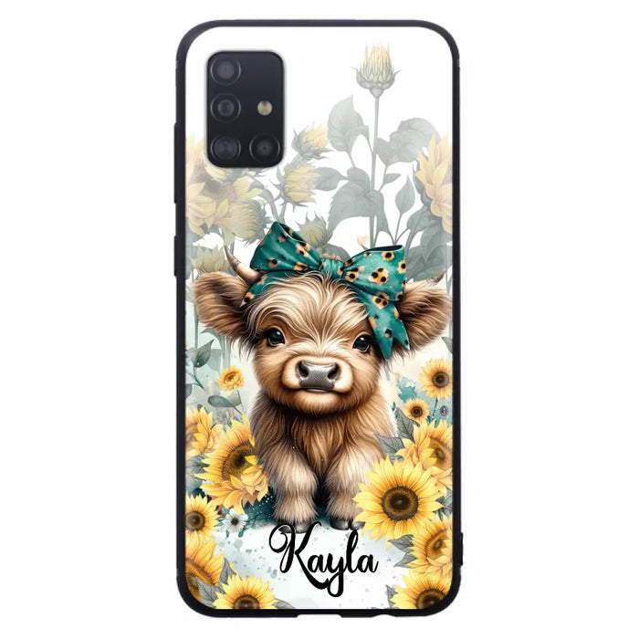 Teal Highland Cow Phone Case - Gift Idea For Grandma/Birthday -  Case For iPhone/Samsung