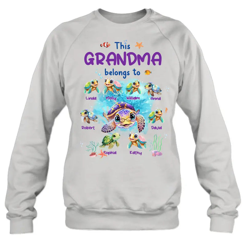 Personalized Grandma Turtle Shirt/Hoodie - Gift Idea For Grandma - Up to 8 Kids - This Grandma Belongs To