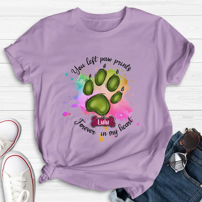 Custom Personalized Memorial Pet T-shirt/ Hoodie - Gift Idea For Dog/Cat Lovers - You Left Paw Prints Forever In My Heart