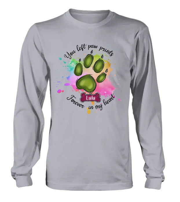 Custom Personalized Memorial Pet T-shirt/ Hoodie - Gift Idea For Dog/Cat Lovers - You Left Paw Prints Forever In My Heart