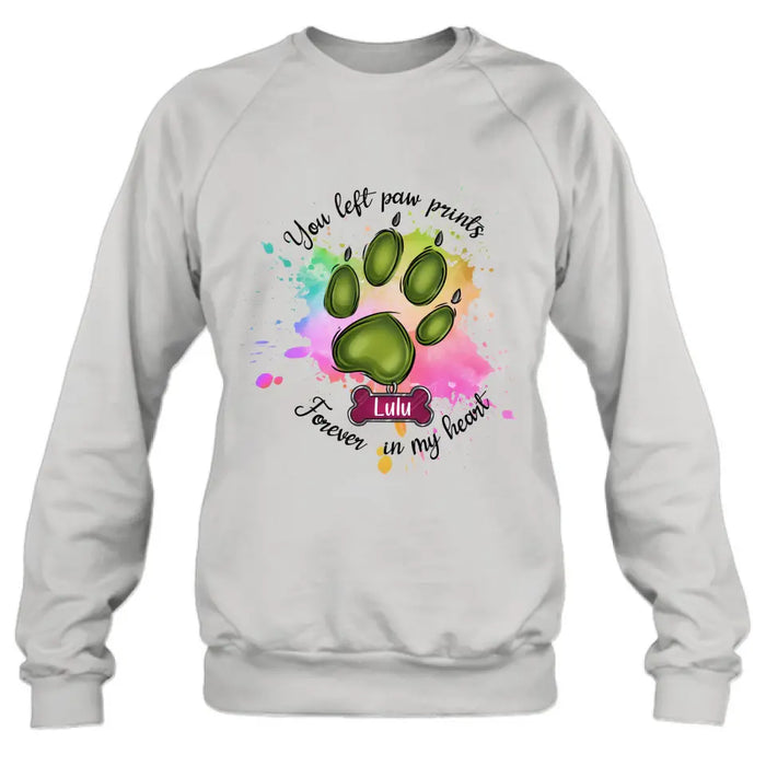 Custom Personalized Memorial Pet T-shirt/ Hoodie - Gift Idea For Dog/Cat Lovers - You Left Paw Prints Forever In My Heart