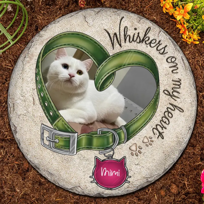 Custom Personalized Memorial Cat Photo Circle Lithograph - Memorial Gift Idea for Cat Owners - Whisker On My Heart