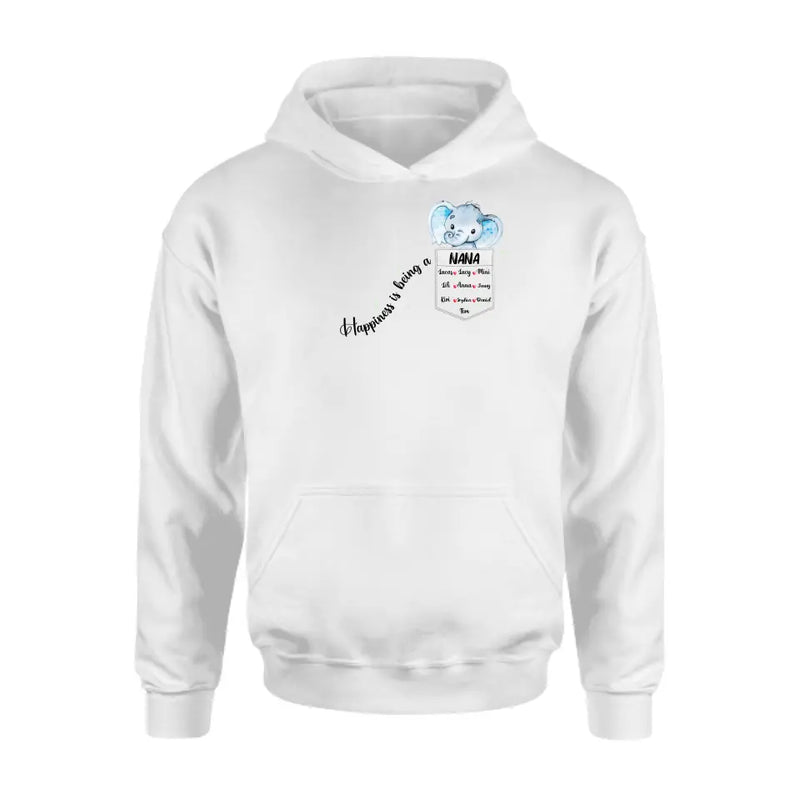 Personalized Nana Elephant Shirt/Hoodie - Mother's Day Gift Idea For Grandma/Mom - Up to 10 Kids - Happiness Is Being A Nana