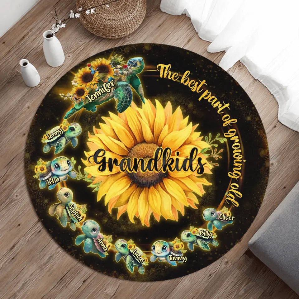 Circle Turtle Rug Custom Personalized Grandma Grandkids Turtle Round Rug - Gift for Gran ...