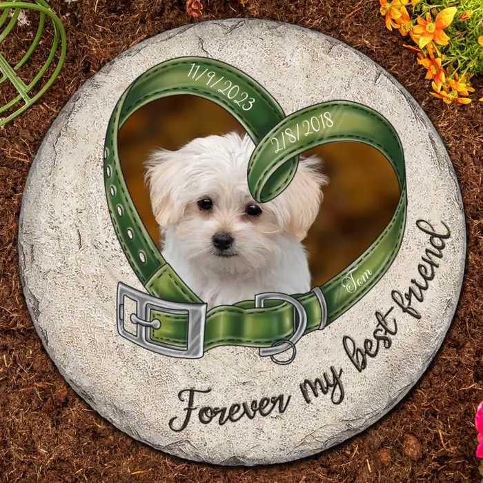 Custom Personalized Memorial Dog Photo Circle Lithograph - Memorial Gift Idea For Dog Owners - Forever My Best Friend