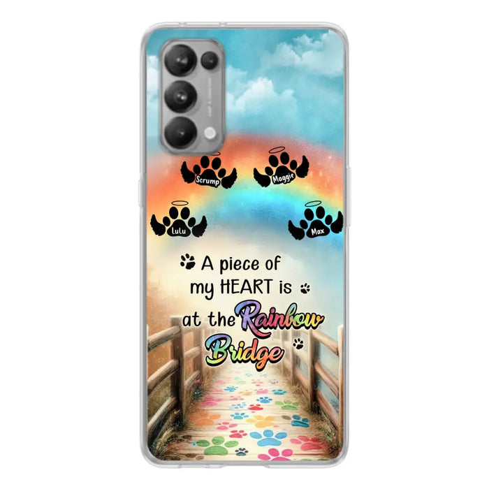 Custom Personalized Rainbow Bridge Memorial Phone Case - Memorial Gift Idea For Dog Lover - Upto 4 Dogs - A Piece Of My Heart Is At The Rainbow Bridge - Case For Oppo/Xiaomi/Huawei