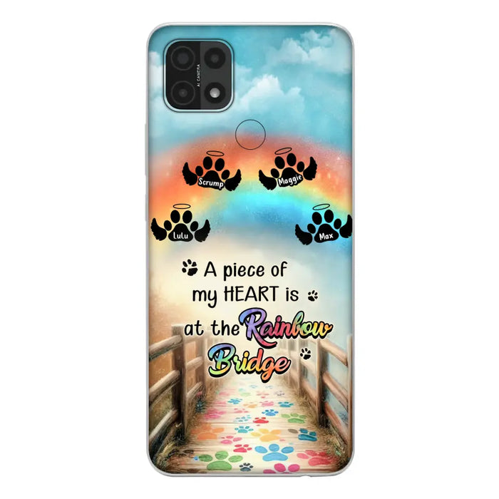 Custom Personalized Rainbow Bridge Memorial Phone Case - Memorial Gift Idea For Dog Lover - Upto 4 Dogs - A Piece Of My Heart Is At The Rainbow Bridge - Case For Oppo/Xiaomi/Huawei