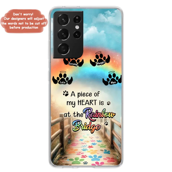 Custom Personalized Rainbow Bridge Memorial Phone Case - Memorial Gift Idea For Dog Lover - Upto 4 Dogs - A Piece Of My Heart Is At The Rainbow Bridge - Case For iPhone/Samsung