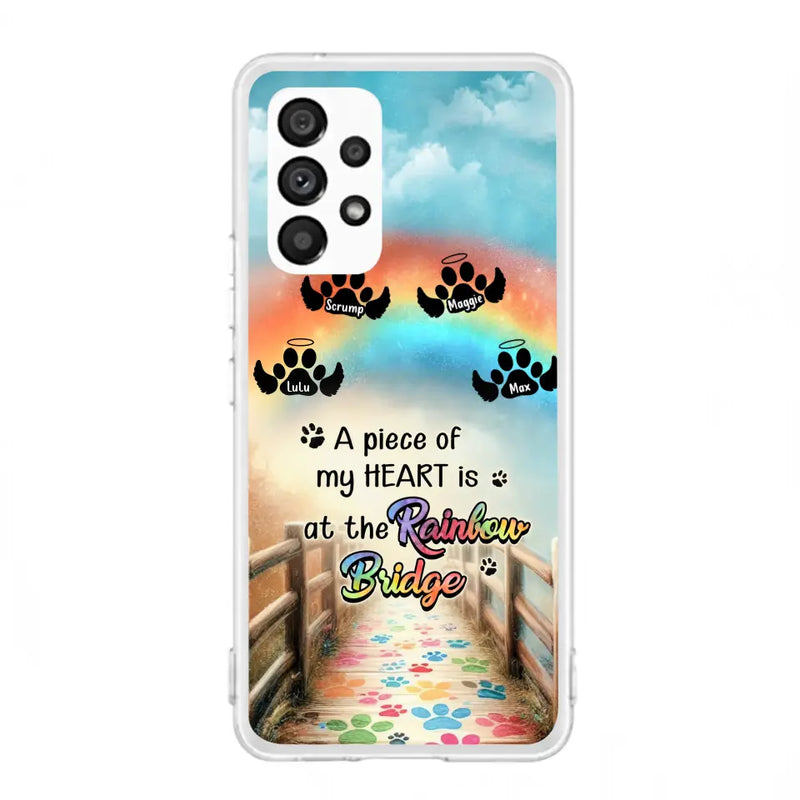 Personalized Rainbow Bridge Memorial Phone Case - Memorial Gift Idea For Dog Lover - Up to 4 Dogs - A Piece Of My Heart Is At The Rainbow Bridge - Case For iPhone/Samsung