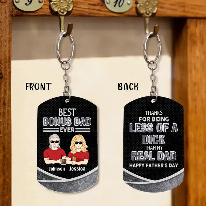 Custom Personalized Bonus Dad Aluminum Keychain - Gift Idea For Dad/Father's Day - Best Bonus Dad Ever