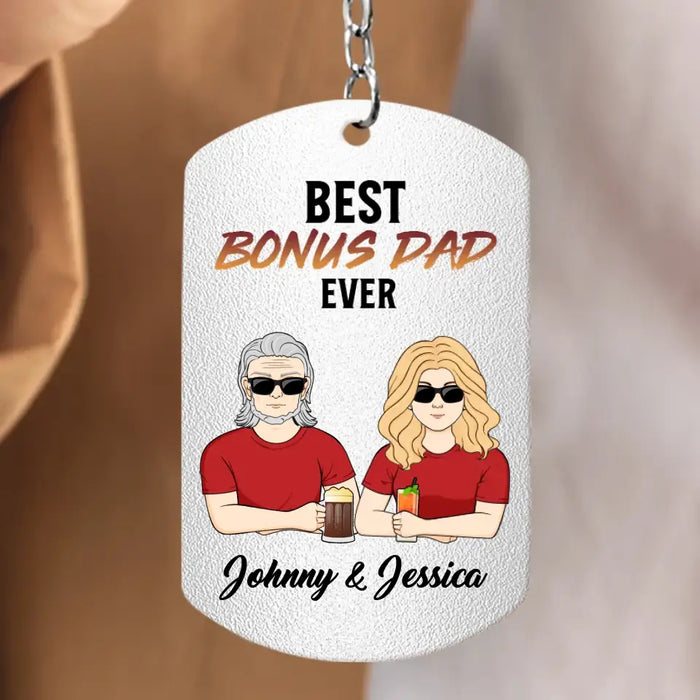 Custom Personalized Bonus Dad Aluminum Keychain - Gift Idea For Dad/Father's Day - Look At You Landing My Mom And Getting Me As A Bonus Love