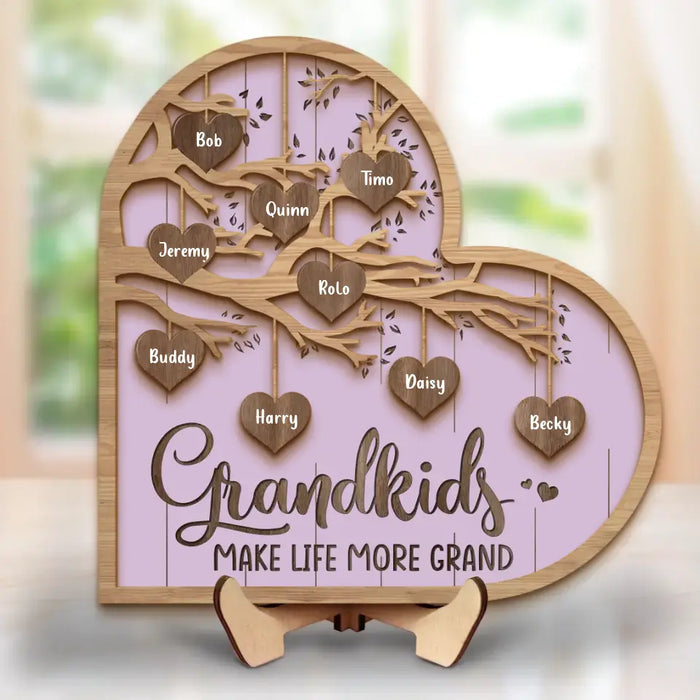 Custom Personalized Grandma 2 Layered Wooden Art - Upto 10 Grandkids - Mother's Day Gift Idea for Grandma - Grandkid Makes Life More Grand