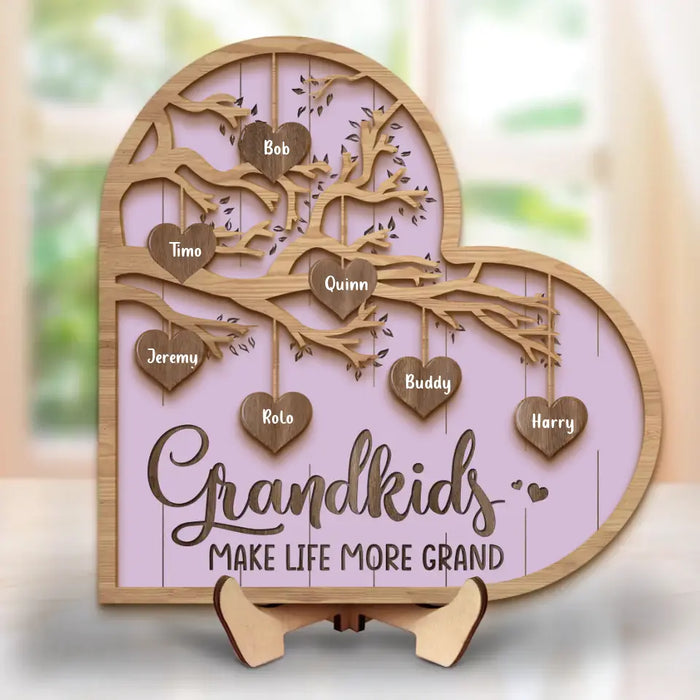 Custom Personalized Grandma 2 Layered Wooden Art - Upto 10 Grandkids - Mother's Day Gift Idea for Grandma - Grandkid Makes Life More Grand