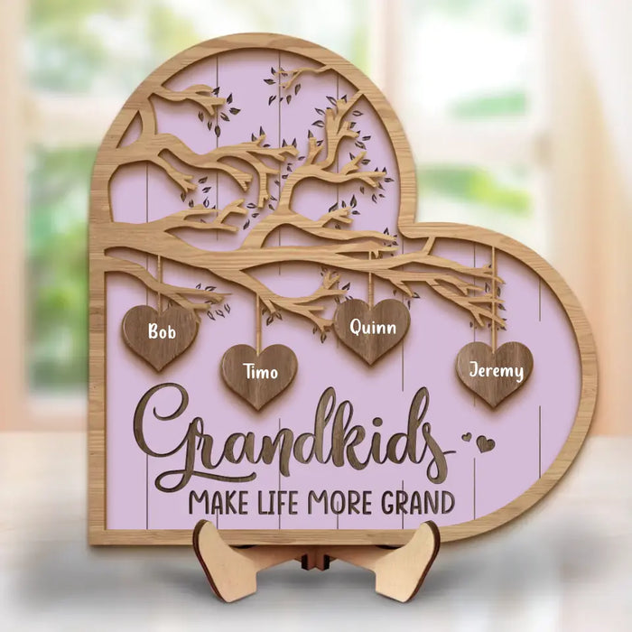 Custom Personalized Grandma 2 Layered Wooden Art - Upto 10 Grandkids - Mother's Day Gift Idea for Grandma - Grandkid Makes Life More Grand