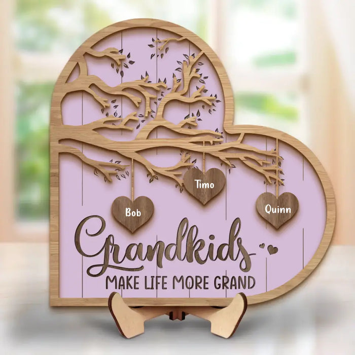 Custom Personalized Grandma 2 Layered Wooden Art - Upto 10 Grandkids - Mother's Day Gift Idea for Grandma - Grandkid Makes Life More Grand