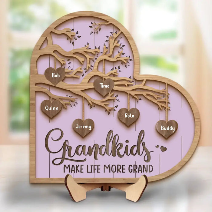 Custom Personalized Grandma 2 Layered Wooden Art - Upto 10 Grandkids - Mother's Day Gift Idea for Grandma - Grandkid Makes Life More Grand