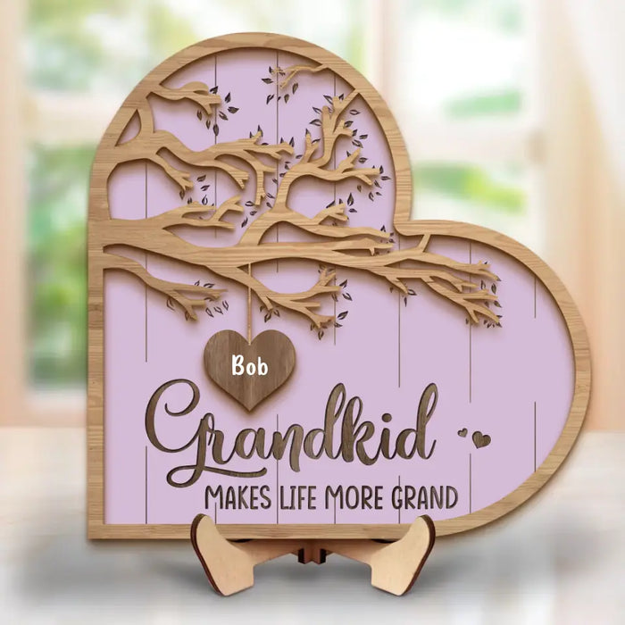 Custom Personalized Grandma 2 Layered Wooden Art - Upto 10 Grandkids - Mother's Day Gift Idea for Grandma - Grandkid Makes Life More Grand