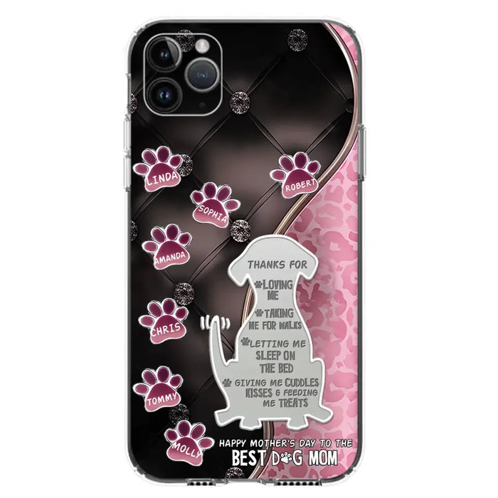 Custom Personalized Memorial Dog Mom Phone Case - Memorial Gift Idea For Dog Lover - Upto 7 Dogs - Thanks For Loving Me - Case For iPhone/Samsung