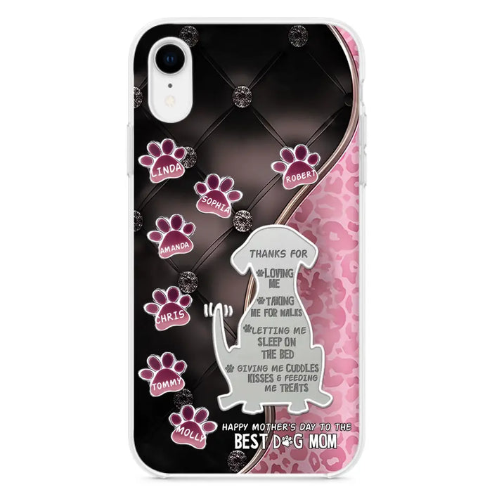 Custom Personalized Memorial Dog Mom Phone Case - Memorial Gift Idea For Dog Lover - Upto 7 Dogs - Thanks For Loving Me - Case For iPhone/Samsung