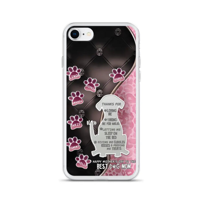 Custom Personalized Memorial Dog Mom Phone Case - Memorial Gift Idea For Dog Lover - Upto 7 Dogs - Thanks For Loving Me - Case For iPhone/Samsung