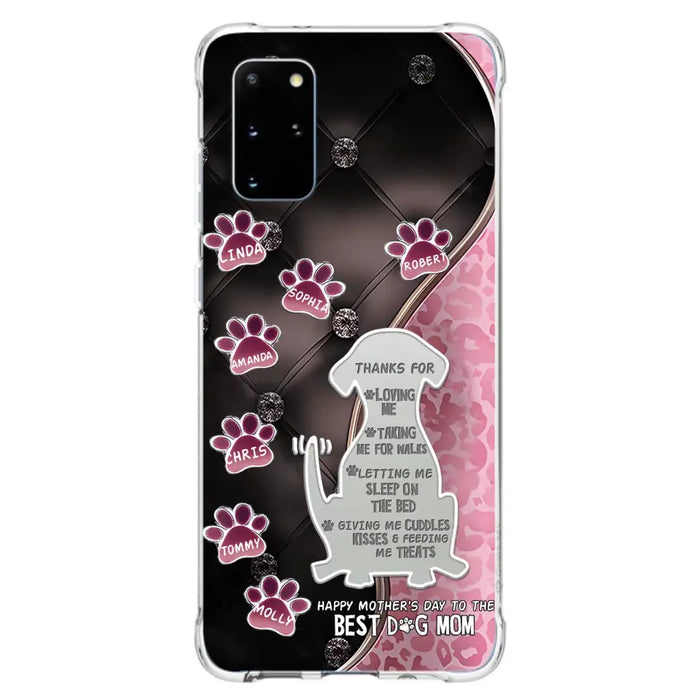 Custom Personalized Memorial Dog Mom Phone Case - Memorial Gift Idea For Dog Lover - Upto 7 Dogs - Thanks For Loving Me - Case For iPhone/Samsung