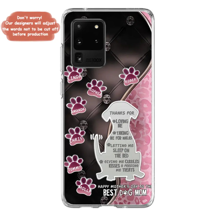 Custom Personalized Memorial Dog Mom Phone Case - Memorial Gift Idea For Dog Lover - Upto 7 Dogs - Thanks For Loving Me - Case For iPhone/Samsung