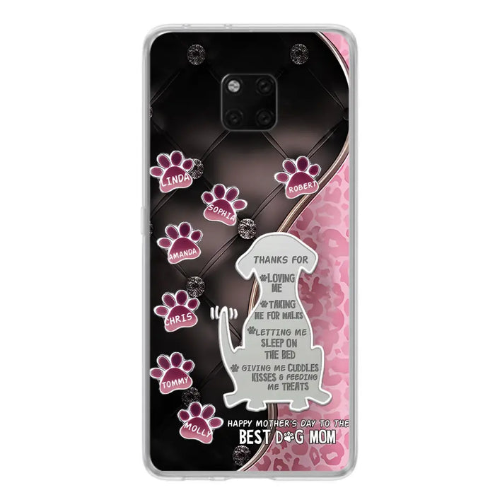 Custom Personalized Memorial Dog Mom Phone Case - Memorial Gift Idea For Dog Lover - Upto 7 Dogs - Thanks For Loving Me - Case For Oppo/Xiaomi/Huawei