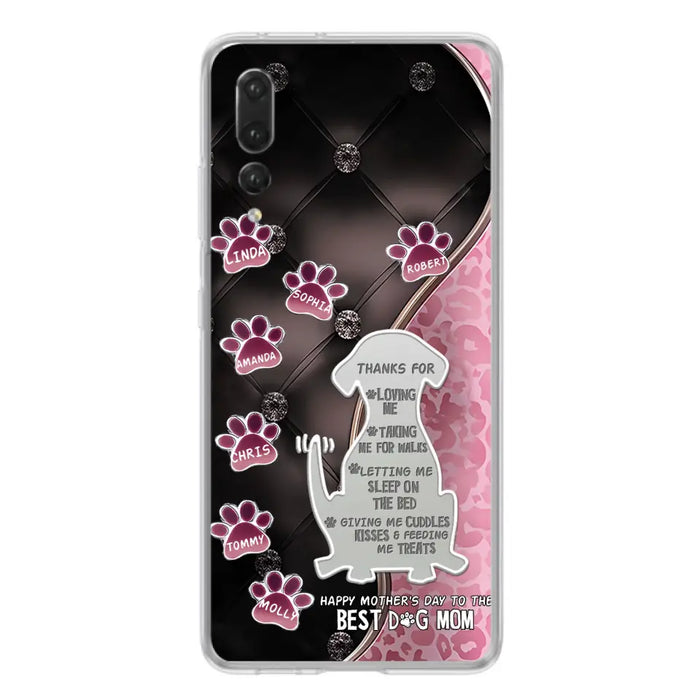 Custom Personalized Memorial Dog Mom Phone Case - Memorial Gift Idea For Dog Lover - Upto 7 Dogs - Thanks For Loving Me - Case For Oppo/Xiaomi/Huawei