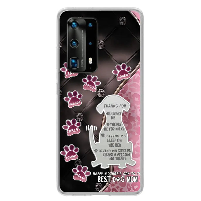 Custom Personalized Memorial Dog Mom Phone Case - Memorial Gift Idea For Dog Lover - Upto 7 Dogs - Thanks For Loving Me - Case For Oppo/Xiaomi/Huawei